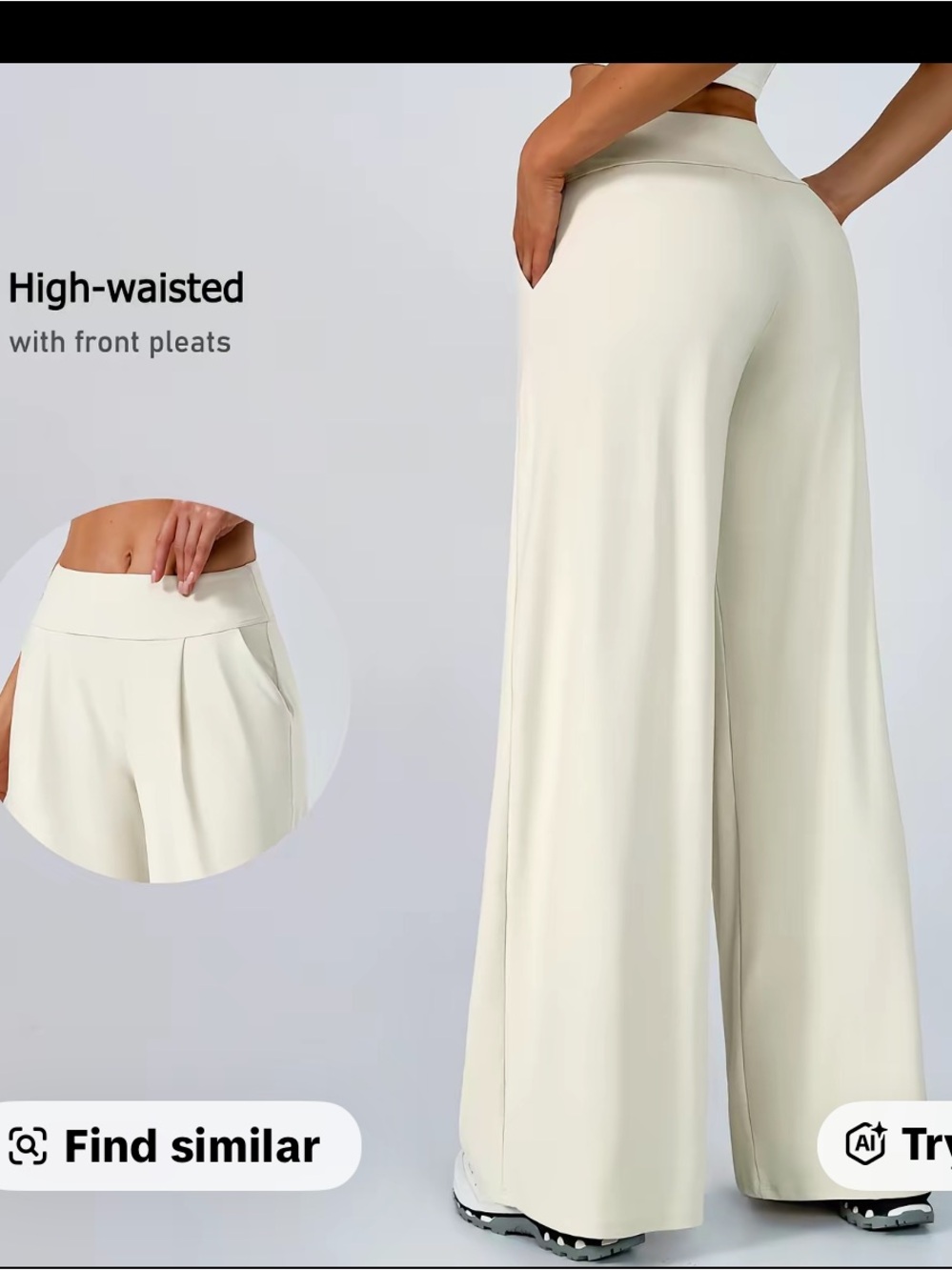 High-Waisted Wide Leg Yoga Pants in Cream